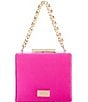 Color:Neon Pink - Image 2 - Jewel Badgley Mischka Satin Box Crystal Chain Clutch Bag