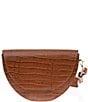 Color:Saddle - Image 1 - Lune Croco Saddle Crossbody Bag