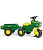 John Deere 3-Wheeled Pedal Tractor With Trailer Ride-On, Color:Green - Image 1