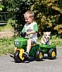 John Deere 3-Wheeled Pedal Tractor With Trailer Ride-On, Color:Green - Image 2