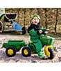 John Deere 3-Wheeled Pedal Tractor With Trailer Ride-On, Color:Green - Image 3