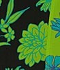 John Mark Embroidered Printed Split Round Neck 3/4 Dolman Sleeve Tassel Tie Tunic, Color:Green Print - Image 4