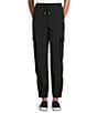 John Mark Woven Drawstring Cargo Jogger Pants, Color:Black - Image 1