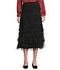 John Mark A-Line Tiered Tulle Pull-On Skirt, Color:Black - Image 1