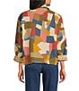 John Mark Abstract Geo Print Notch Collar Long Roll Sleeve Blanket Stitch Button Front Jacket, Color:Geo Multi - Image 2