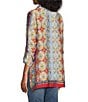 Color:Abstract Multi - Image 4 - Abstract Print Collar Neck 3/4 Sleeve Hi-Low Hem Button Front Top