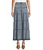 John Mark Acid Wash Tiered Button Front Midi Skirt, Color:Light Denim Wash - Image 2