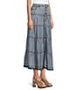 John Mark Acid Wash Tiered Button Front Midi Skirt, Color:Light Denim Wash - Image 3