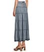 John Mark Acid Wash Tiered Button Front Midi Skirt, Color:Light Denim Wash - Image 4