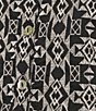 John Mark All Over Embroidered Triangular Geo Print Point Collar Long Roll Tab Sleeve Button Front Shirt, Color:Black - Image 4
