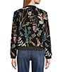 John Mark Allover Floral Jacquard Beaded Long Sleeve Ribbed Neck Zip-Front Jacket - Image 3