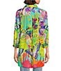 Color:Multiple - Image 2 - Butterfly Print Wire Collar 3/4 Sleeve Button Front Tunic