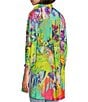 Color:Multiple - Image 5 - Butterfly Print Wire Collar 3/4 Sleeve Button Front Tunic
