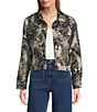 John Mark Chenille Floral & Animal Print Burnout Point Collar Long Sleeve Button Front Jacket, Color:Natural - Image 1