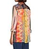 John Mark Chevron Tie-Dye Multi Print Point Collar Long Roll Tab Sleeve Button Front Blouse, Color:Spirit - Image 4