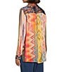 John Mark Chevron Tie-Dye Multi Print Point Collar Long Roll Tab Sleeve Button Front Blouse, Color:Spirit - Image 8
