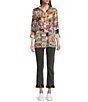 Color:Multi - Image 5 - Comic Strip Point Collar Long Roll-Tab Sleeve Button Front Tunic