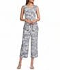 John Mark Coordinating Woven Toile Print Wide Leg Pants - Image 3