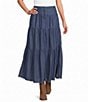 John Mark Denim Elastic Back Tiered A-Line Skirt - Image 1