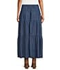 John Mark Denim Elastic Back Tiered A-Line Skirt - Image 2