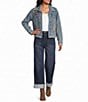 John Mark Denim Mixed Patch Panel Dog Print Point Collar Long Sleeve Button Front Jacket - Image 3