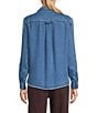 John Mark Denim Point Collar Long Sleeve Embellished Shirt - Image 2