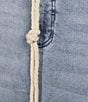 John Mark Denim Shark Bite Hem Fringe Belted Button Front Midi Skirt - Image 4