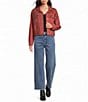 John Mark Denim Stud Point Collar Long Sleeve Button Front Jacket - Image 3