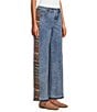 John Mark Denim Wide Leg Jacquard Inset Stripe Jeans - Image 3