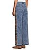 John Mark Denim Wide Leg Jacquard Inset Stripe Jeans - Image 4
