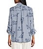 John Mark Dog Embroidered Wire Collar 3/4 Cinched Sleeve Tunic - Image 2