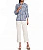 John Mark Dog Embroidered Wire Collar 3/4 Cinched Sleeve Tunic - Image 4