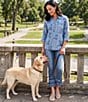 John Mark Dog Embroidered Wire Collar 3/4 Cinched Sleeve Tunic - Image 6