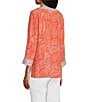 John Mark Embroidered Allover Tropical Leaf Print Split V-Neck 3/4 Sleeve Tunic, Color:Leaf Print - Image 4