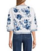 John Mark Embroidered Band Collar 3/4 Sleeve Open-Front Reversible Jacket - Image 2