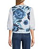 John Mark Embroidered Band Collar 3/4 Sleeve Open-Front Reversible Jacket - Image 4