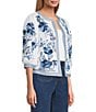 John Mark Embroidered Band Collar 3/4 Sleeve Open-Front Reversible Jacket - Image 5