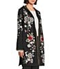 John Mark Embroidered Beaded Long Sleeve Open-Front Hooded Cardigan, Color:Black - Image 3