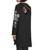 John Mark Embroidered Beaded Long Sleeve Open-Front Hooded Cardigan, Color:Black - Image 4