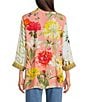 John Mark Embroidered Floral Abstract Kimono, Color:Multi - Image 2