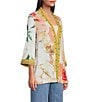 John Mark Embroidered Floral Abstract Kimono, Color:Multi - Image 3