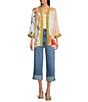John Mark Embroidered Floral Abstract Kimono, Color:Multi - Image 5