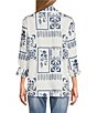 John Mark Embroidered Floral Eyelet Patchwork Point Collar Long Roll-Tab Sleeve Button Front Shirt - Image 2
