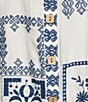John Mark Embroidered Floral Eyelet Patchwork Point Collar Long Roll-Tab Sleeve Button Front Shirt - Image 6