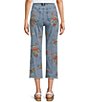 John Mark Embroidered Floral Flare Crop Jeans - Image 2