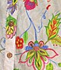 John Mark Embroidered Floral Point Collar Long Roll-Tab Sleeve Button Front Blouse, Color:Floral Multi - Image 6