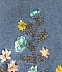 Color:Denim - Image 4 - Embroidered Floral Point Collar Sleeveless Button-Front Denim Vest