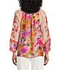 John Mark Embroidered Floral Split V-Neck 3/4 Cuff Sleeve Hi-Low Hem Button Front Top - Image 2