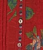John Mark Embroidered Multi Patch Split V-Neck 3/4 Sleeve Hi-Low Hem Tunic, Color:Dark Spice - Image 6