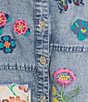 John Mark Embroidered Patchwork Split V-Neck 3/4 Sleeve Button-Front Blouse - Image 6
